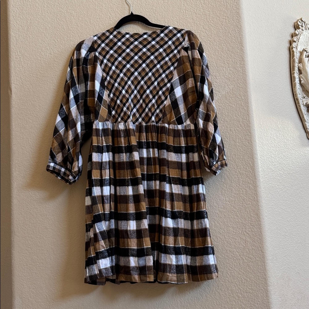 NWOT Umgee Plaid Flannel Long Sleeve Dress Dark Academia - Picture 8 of 8